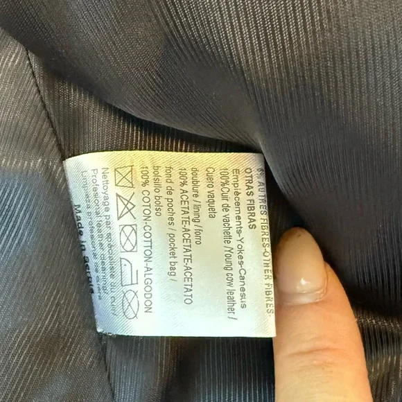 Sandro Paris 36 wool cowhide leather peacoat jacket grey black tweed luxury fall - Picture 10 of 12